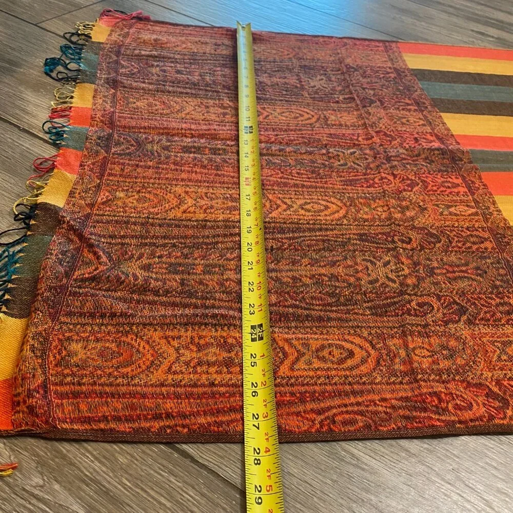 Fall Tone Striped Oversized Pashmina Scarf